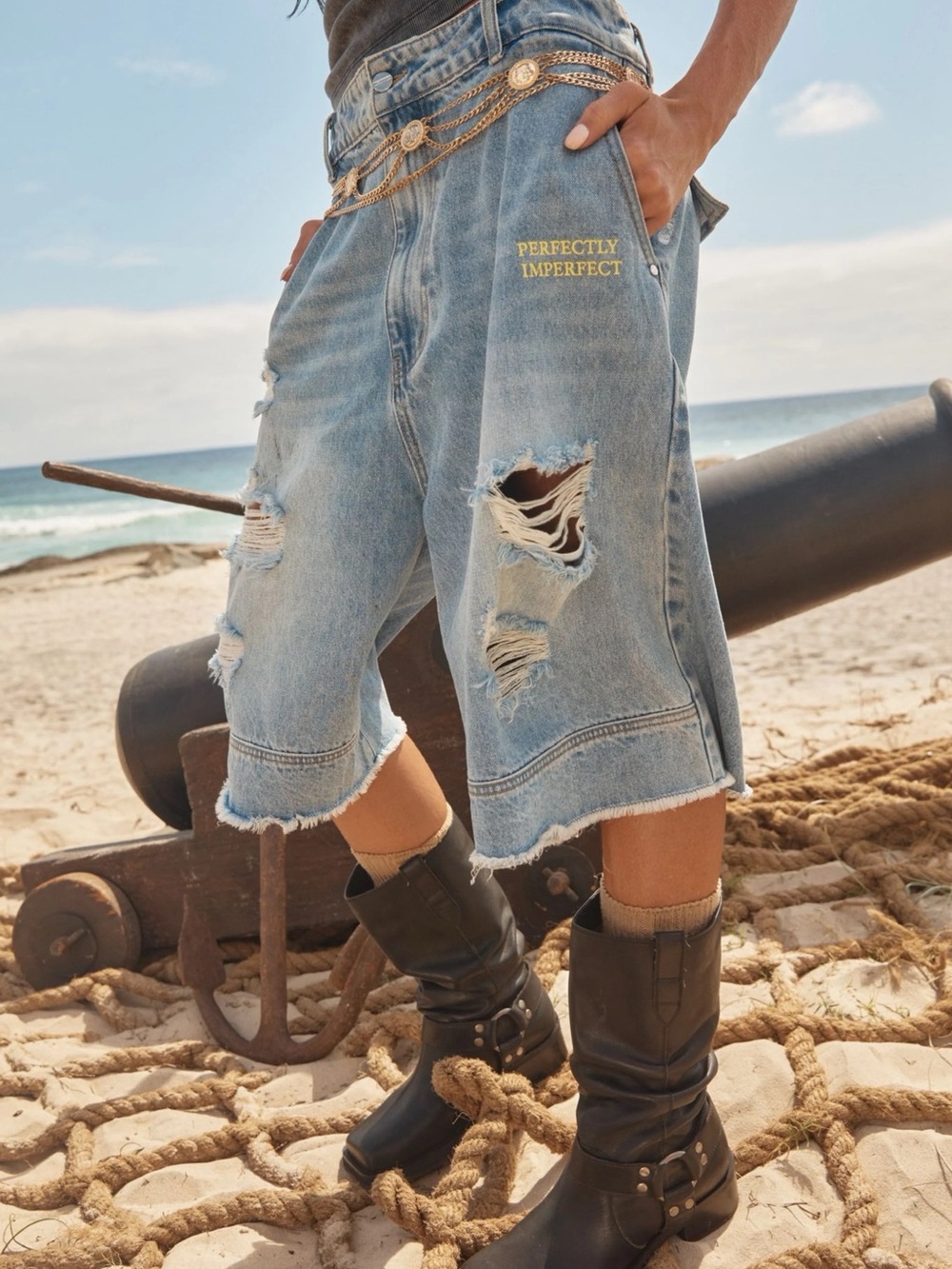 Sabbi The Long Denim Jorts Light Blue